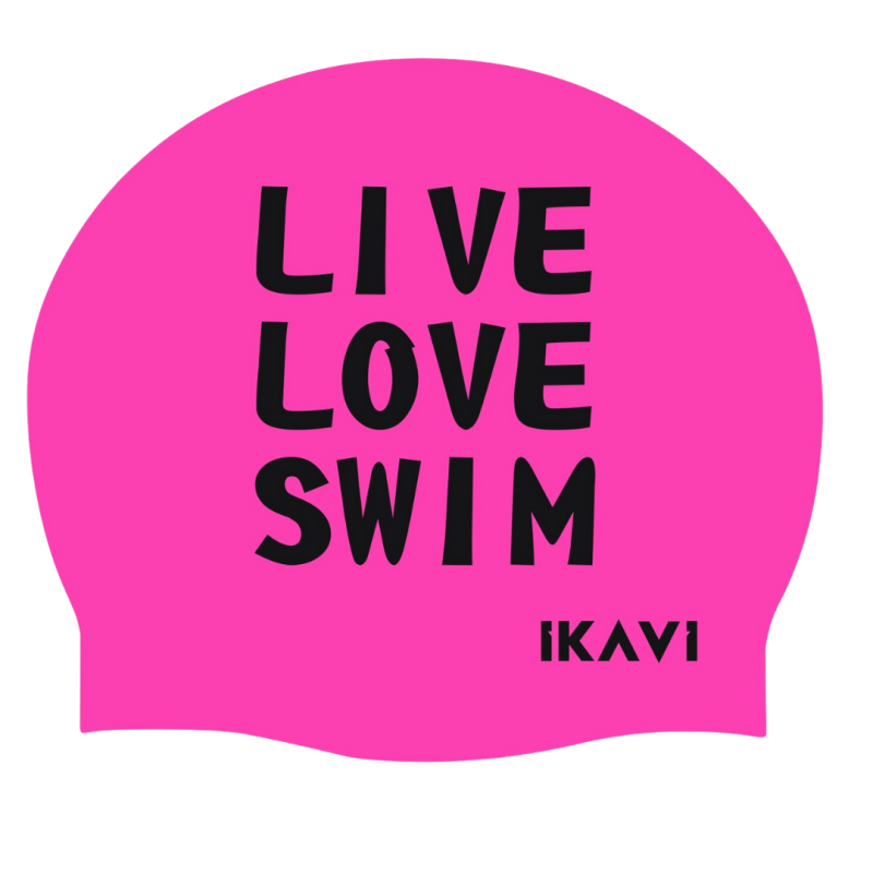 İKAVİ LiveLoveSwim Baskılı Silikon Bone (Pembe)