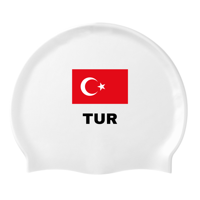 İKAVİ Türk Bayrağı "TUR" Silikon Deniz ve Havuz Bonesi - Beyaz