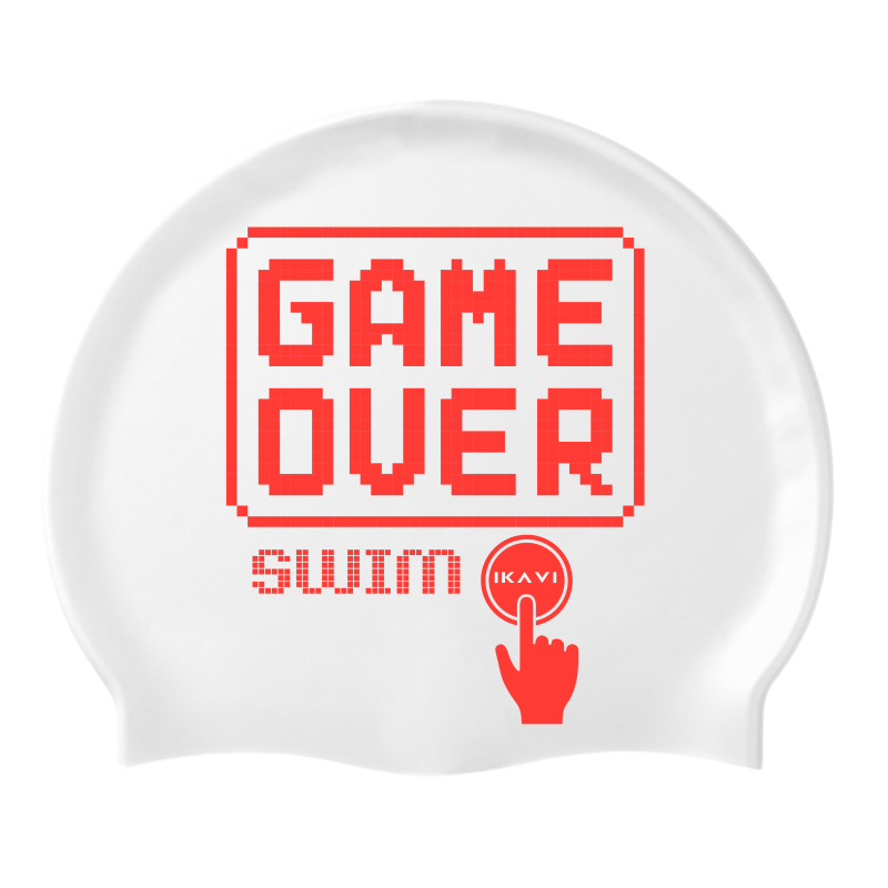 İKAVİ Game Over Baskılı Silikon Deniz ve Havuz Bonesi - Piksel Koleksiyonu
