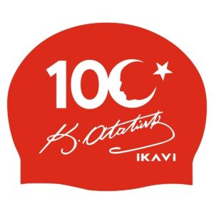 100.Yıl Özel Atatürk Silüet ve İmza Baskılı Silikon Havuz Bonesi