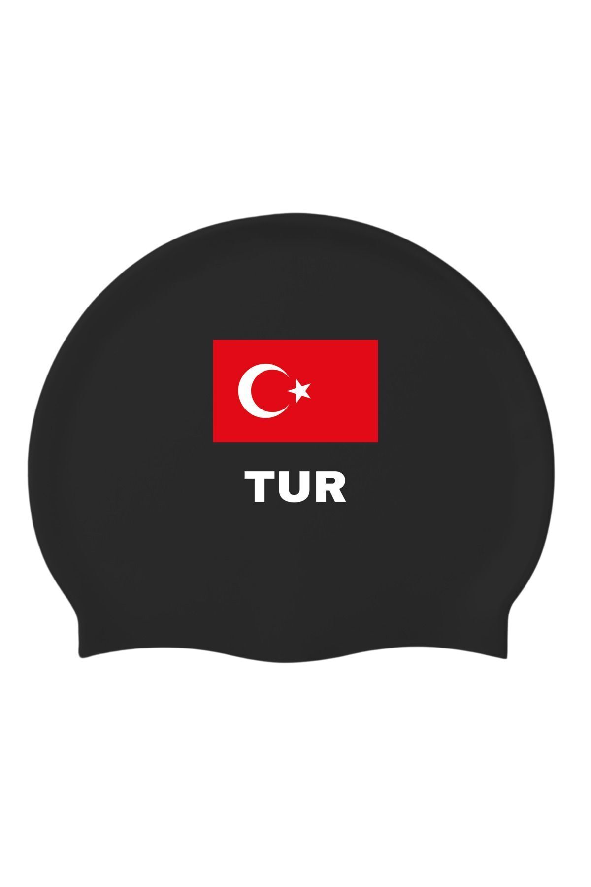 Türk Bayrağı "TUR" Baskılı Silikon Deniz ve Havuz Bonesi