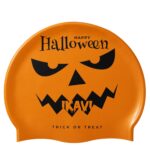 Halloween Baskılı Turuncu Silikon Bone – Trick or Treat Havuz Bonesi (Unisex)